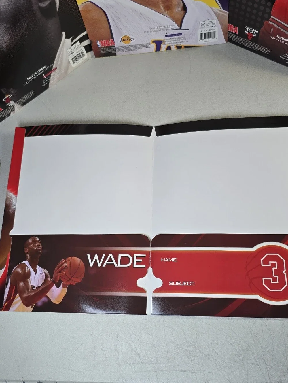 Kobe Bryant , LeBron, Wade, Durant Etc NBA School 2 Pocket Folders Bundle Of 5